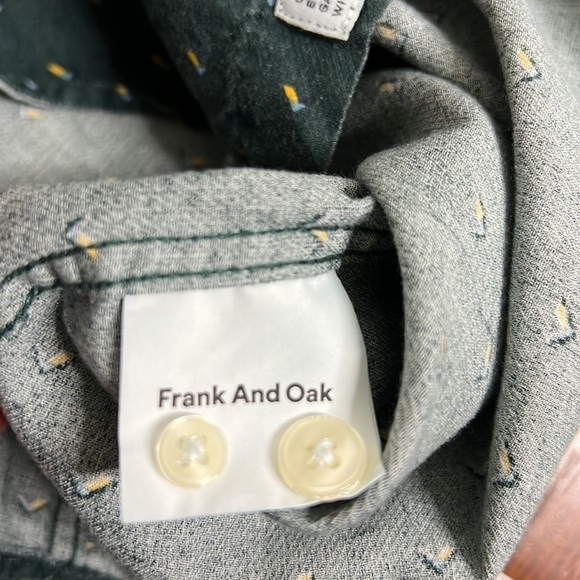 Men's Frank & Oak green patterned long sleeve  button down shirt - Picture 5 of 7